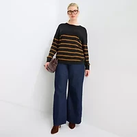 Worthington Plus Womens Crew Neck Long Sleeve Pullover Sweater