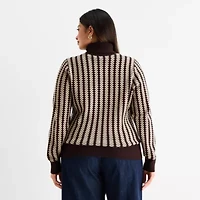 Worthington Plus Womens Turtleneck Long Sleeve Pullover Sweater