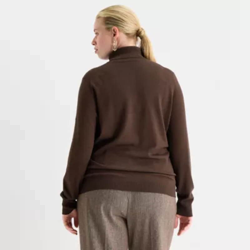 Worthington Plus Womens Turtleneck Long Sleeve Pullover Sweater