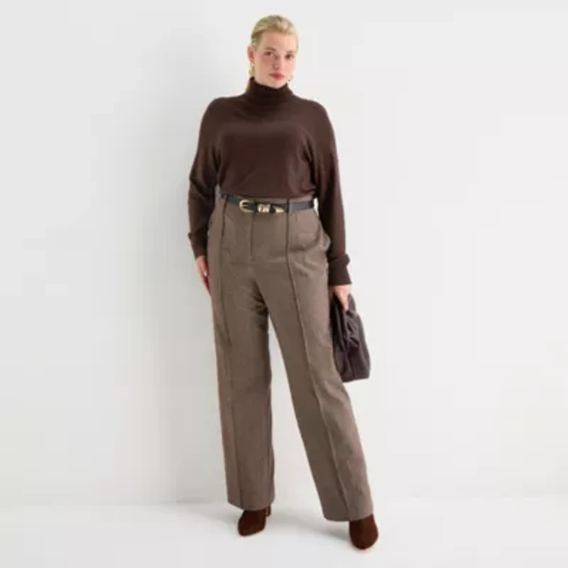 Worthington Plus Womens Turtleneck Long Sleeve Pullover Sweater
