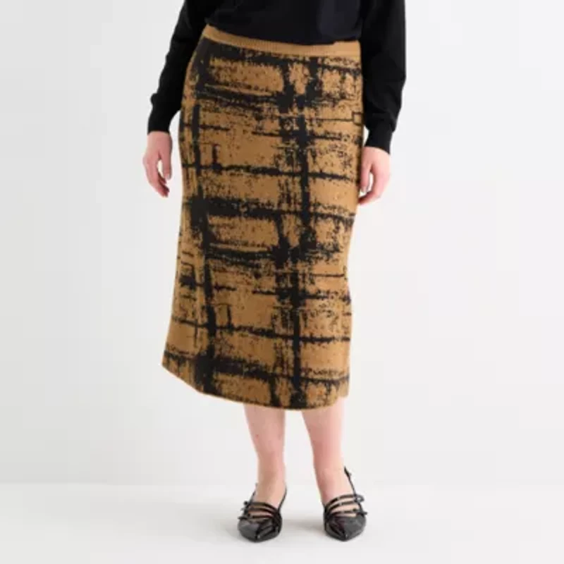 Worthington Womens Midi Plus A-Line Skirt