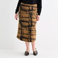 Worthington Womens Midi Plus A-Line Skirt
