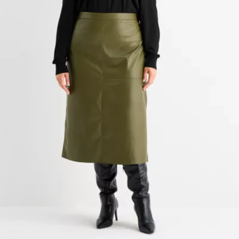 Worthington Womens Midi Pencil Skirt Plus
