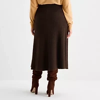 Worthington Womens Midi Plus Flared Skirt