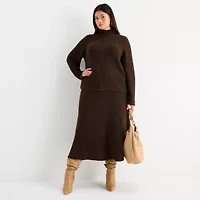 Worthington Womens Midi Plus Flared Skirt