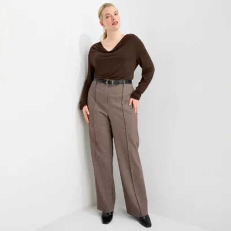 Worthington Womens Plus Straight Trouser