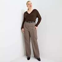 Worthington Womens Plus Straight Trouser