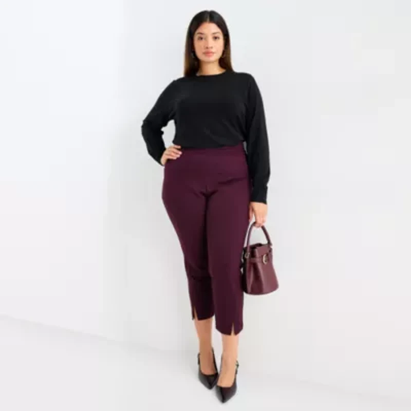 Worthington Womens Plus Pull-On Pant