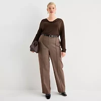 Worthington Womens Cowl Neck Long Sleeve Plus Blouse