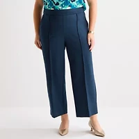 Liz Claiborne Womens Wide Leg Mid Rise Plus Pull-On Pant