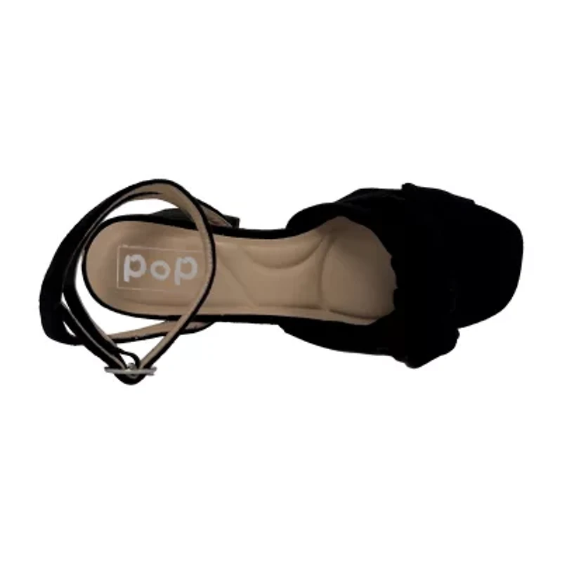 Pop Kavari Womens Square Open Toe Block Heel Pumps