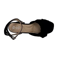 Pop Kavari Womens Square Open Toe Block Heel Pumps