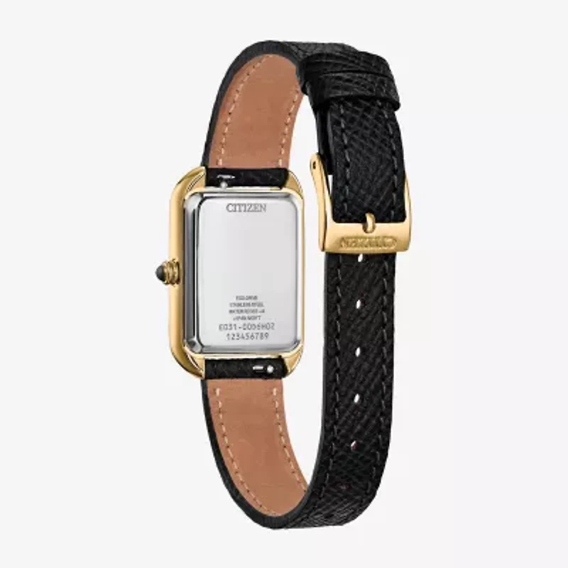 Citizen Womens Black Leather Strap Watch Em1192-01e