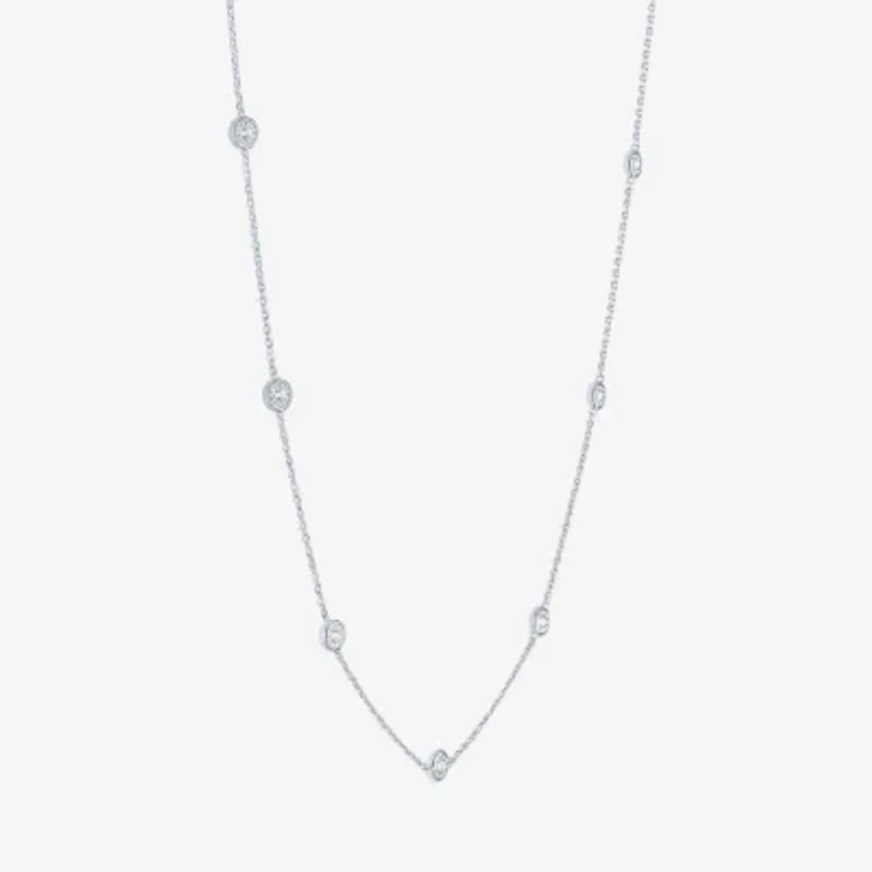 Yes, Please! (G-H, Si2-I1) Womens 1/4 CT. T.W. Lab Grown White Diamond Sterling Silver Round 16 Inch Pendant Necklace