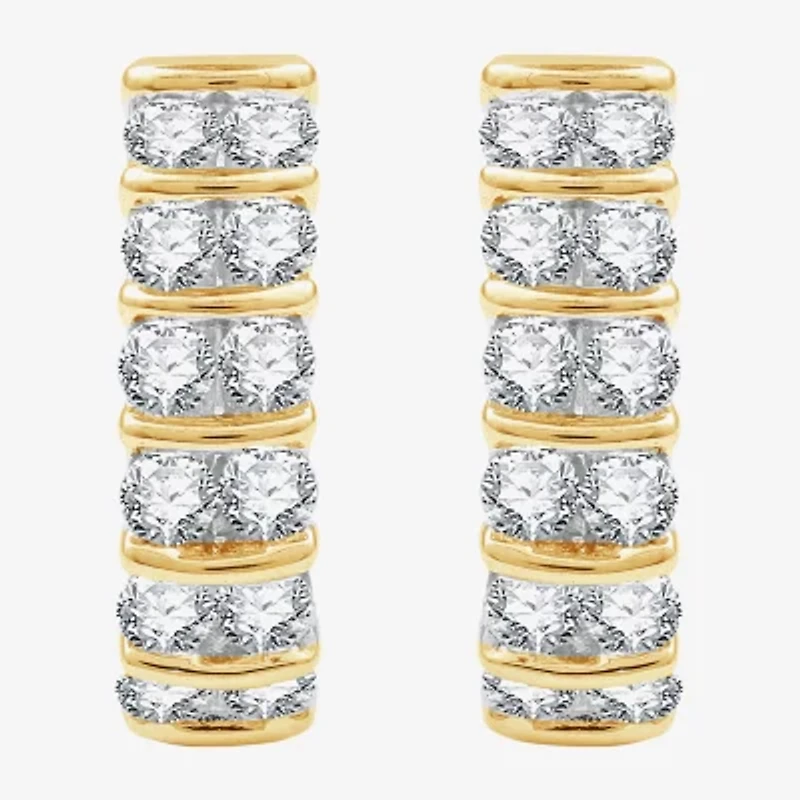 G/ Si1-Si2 Womens 2 CT. T.W. Lab Grown White Diamond 14K Gold Over Silver 20.5mm Round Hoop Earrings