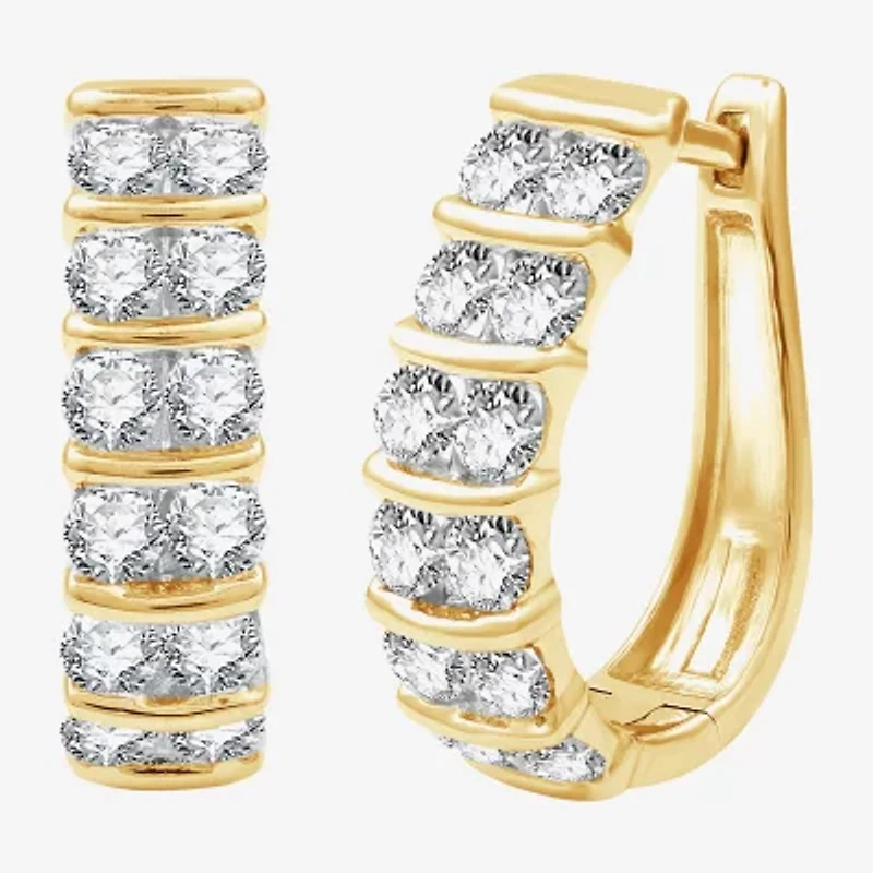 G/ Si1-Si2 Womens 2 CT. T.W. Lab Grown White Diamond 14K Gold Over Silver 20.5mm Round Hoop Earrings