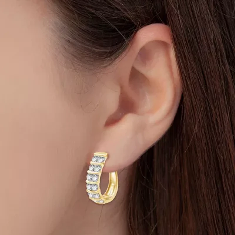 G/ Si1-Si2 Womens 2 CT. T.W. Lab Grown White Diamond 14K Gold Over Silver 20.5mm Round Hoop Earrings