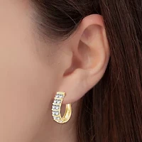 G/ Si1-Si2 Womens 2 CT. T.W. Lab Grown White Diamond 14K Gold Over Silver 20.5mm Round Hoop Earrings