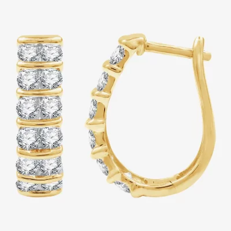 G/ Si1-Si2 Womens 2 CT. T.W. Lab Grown White Diamond 14K Gold Over Silver 20.5mm Round Hoop Earrings