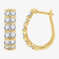 G/ Si1-Si2 Womens 2 CT. T.W. Lab Grown White Diamond 14K Gold Over Silver 20.5mm Round Hoop Earrings