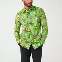 Opposuits Christmas Mens Spongebob Long Sleeve Dress Shirt