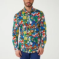 Opposuits Mens Super Mario Long Sleeve Dress Shirt