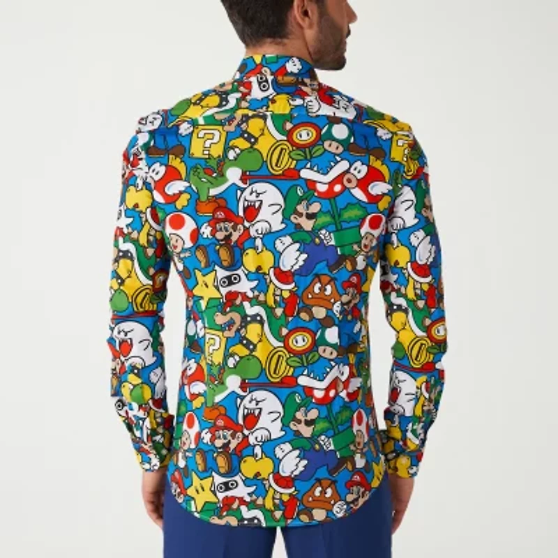 Opposuits Mens Super Mario Long Sleeve Dress Shirt