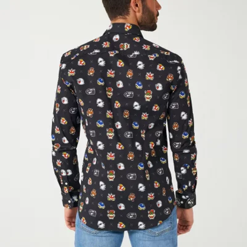 Opposuits Mens Super Mario Long Sleeve Dress Shirt