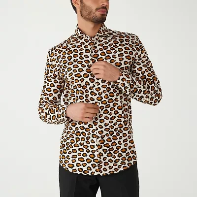 Opposuits Leopard Print Mens Long Sleeve Dress Shirt