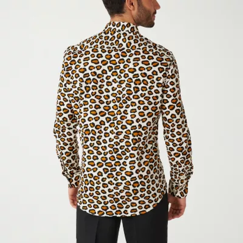 Opposuits Leopard Print Mens Long Sleeve Dress Shirt