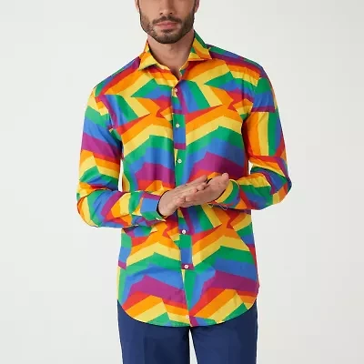 Opposuits Zig Zag Rainbow Mens Long Sleeve Dress Shirt