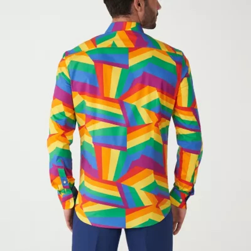 Opposuits Zig Zag Rainbow Mens Long Sleeve Dress Shirt
