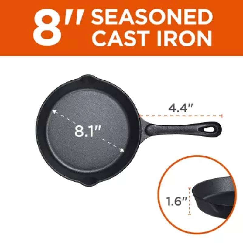 Commercial Chef Cast Iron 3-Piece Skillet