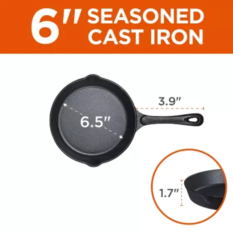 Commercial Chef Cast Iron 3-Piece Skillet