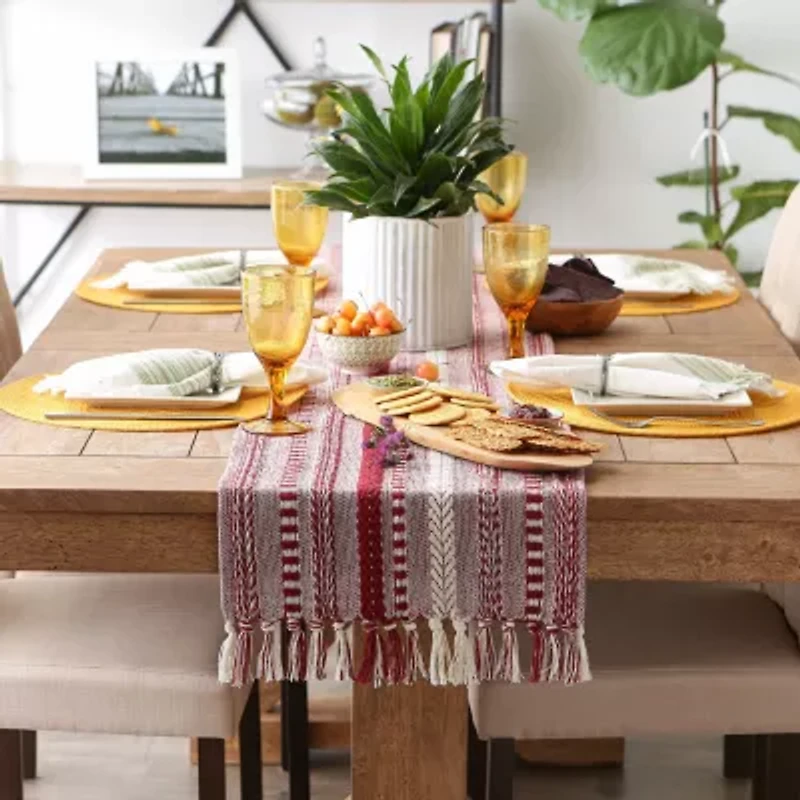 Design Imports Barn Red Braided Stripe Table Runner