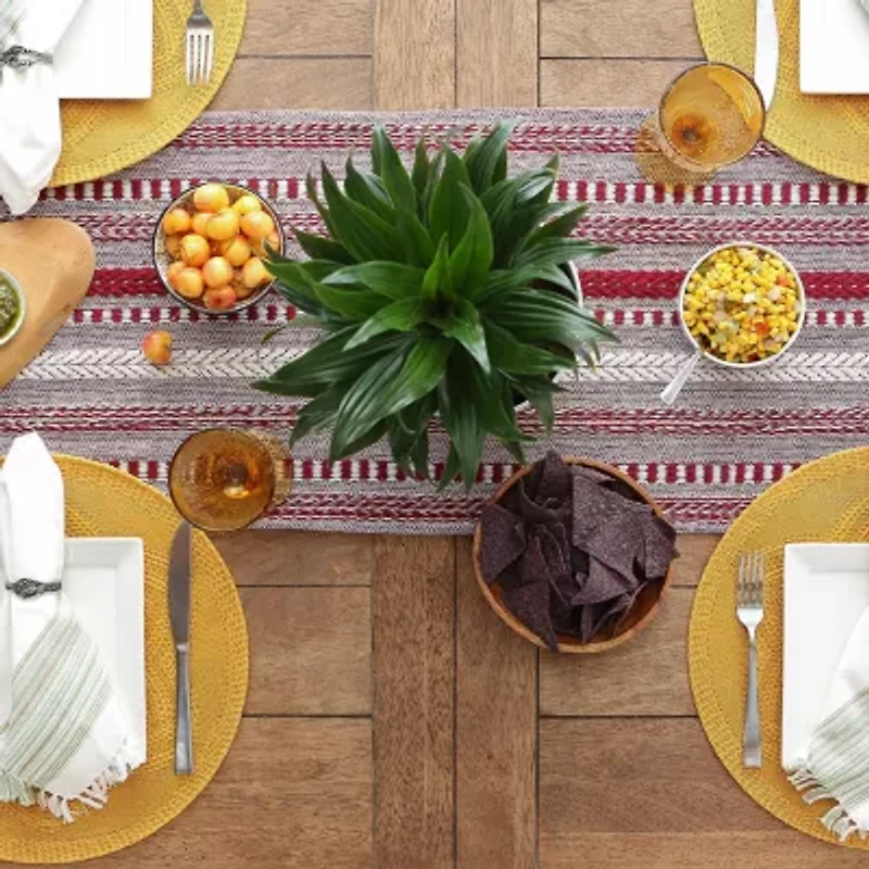 Design Imports Barn Red Braided Stripe Table Runner