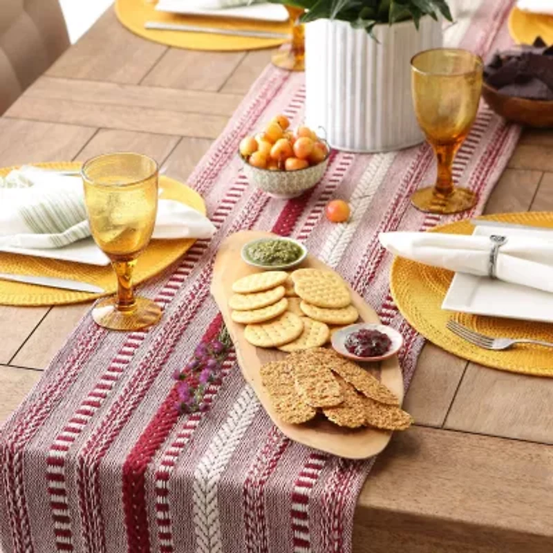 Design Imports Barn Red Braided Stripe Table Runner