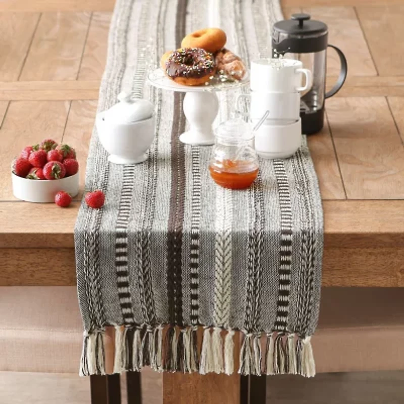 Design Imports Dark Brown Braided Stripe Table Runner