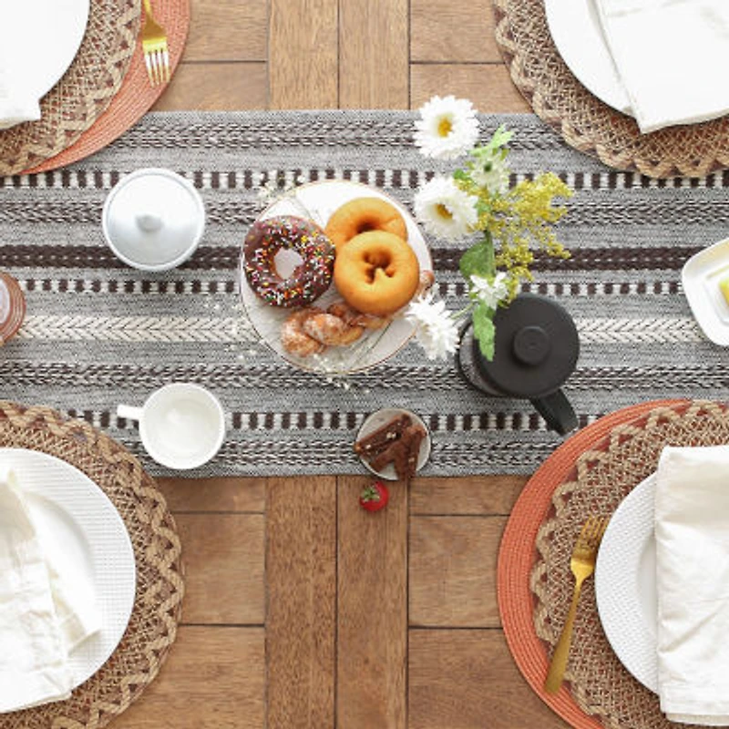 Design Imports Dark Brown Braided Stripe Table Runner