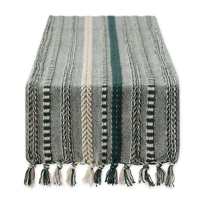 Design Imports Dark Green Braided Stripe Table Runner