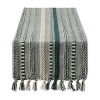 Design Imports Dark Green Braided Stripe Table Runner
