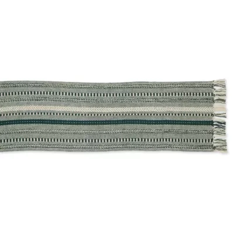 Design Imports Dark Green Braided Stripe Table Runner