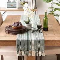 Design Imports Dark Green Braided Stripe Table Runner
