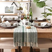 Design Imports Dark Green Braided Stripe Table Runner