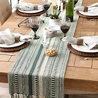Design Imports Dark Green Braided Stripe Table Runner