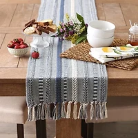 Design Imports French Blue Braided Stripe Table Runner