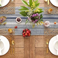 Design Imports French Blue Braided Stripe Table Runner