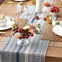 Design Imports French Blue Braided Stripe Table Runner