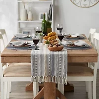 Design Imports Cool Gray Braided Stripe Table Runner