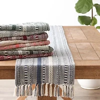 Design Imports Cool Gray Braided Stripe Table Runner